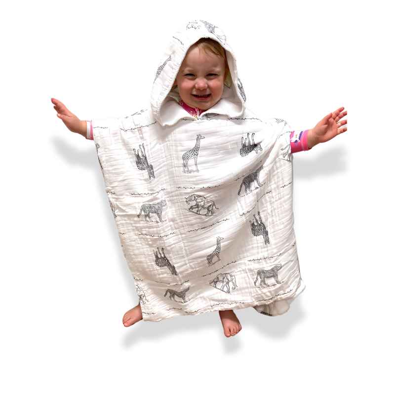 Childrens Towelling Bath Robe With Hood